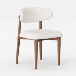 Modern Rubber Wood Walnut Dining Chair with Boucle Upholstery - thumbnail 9