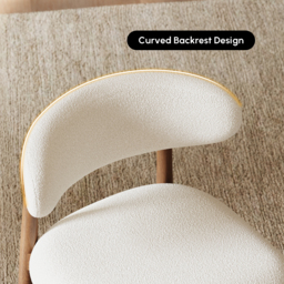 Modern Rubber Wood Walnut Dining Chair with Boucle Upholstery - thumbnail 5