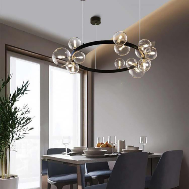 Bubi Modern Black Glass Bubble Chandelier 15-Light for Living Room and Dining Room - image 1