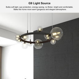 Bubi Modern Black Glass Bubble Chandelier 15-Light for Living Room and Dining Room - thumbnail 7