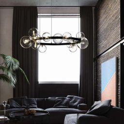Bubi Modern Black Glass Bubble Chandelier 15-Light for Living Room and Dining Room - thumbnail 2