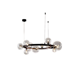 Bubi Modern Black Glass Bubble Chandelier 15-Light for Living Room and Dining Room - thumbnail 6