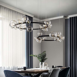Bubi Modern Black Glass Bubble Chandelier 15-Light for Living Room and Dining Room - thumbnail 3