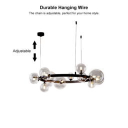 Bubi Modern Black Glass Bubble Chandelier 15-Light for Living Room and Dining Room - thumbnail 8