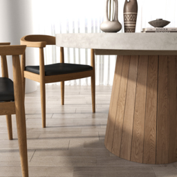 Japandi 1000mm-1400mm Extendable Oval&Round Dining Table & 4 Chairs Set Walnut Wooden - thumbnail 6