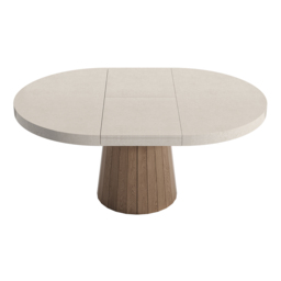 Japandi 1000mm-1400mm Extendable Oval&Round Dining Table & 4 Chairs Set Walnut Wooden - thumbnail 9