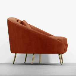 Modern 210 cm Bronze Velvet Curved Sofa 3-Seater Sofa Toss Pillow Included - thumbnail 5