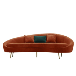 Modern 210 cm Bronze Velvet Curved Sofa 3-Seater Sofa Toss Pillow Included - thumbnail 7
