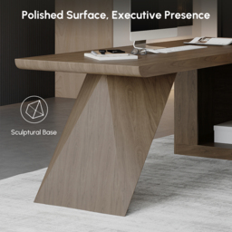 "Modern 71"" L-Shaped Smoked Brown Executive Desk with Right-Side Cabinet" - thumbnail 8
