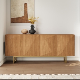 1800mm Modern Natural&Yellow Sideboard Kitchen Cabinet with djustable Shelves