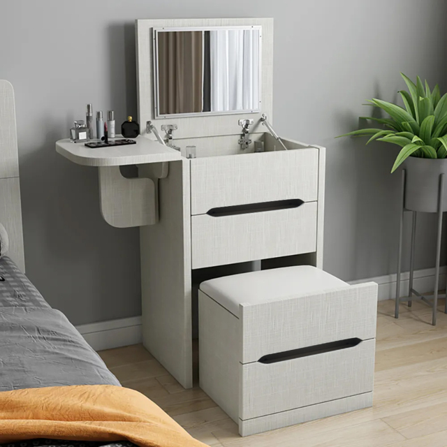 Nordic Flip Top White Dressing Table Mini with Stool & Mirror - image 1