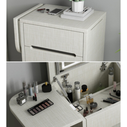 Nordic Flip Top White Dressing Table Mini with Stool & Mirror - thumbnail 4