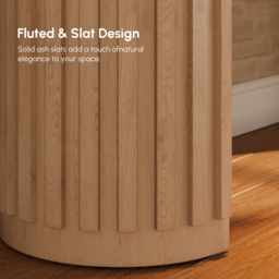 "Aura 60"" Ash Wood Fluted Natural Console Table With Sintered Stone Top" - thumbnail 9