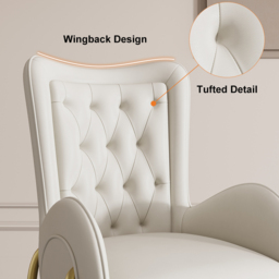Oakic White PU Leather Upholstered Dining Chair Modern Tufted Wingback Chair 4-Pieces - thumbnail 3
