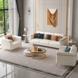 Vertex Modern Leather 3-Piece Living Room Sofa Set - thumbnail 1