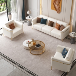 Vertex Modern Leather 3-Piece Living Room Sofa Set - thumbnail 3