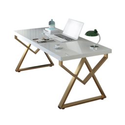 1000mm Modern White Rectangular Writing Desk with Gold Base - thumbnail 5