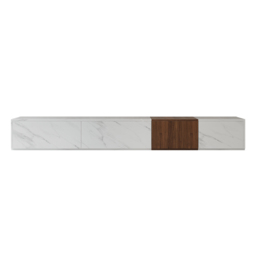 Vewal Modern Wood Block TV Stand Marble & Walnut Veneer in White with 4 Drawers - thumbnail 7