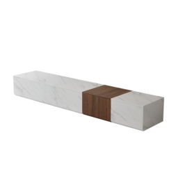 Vewal Modern Wood Block TV Stand Marble & Walnut Veneer in White with 4 Drawers - thumbnail 8