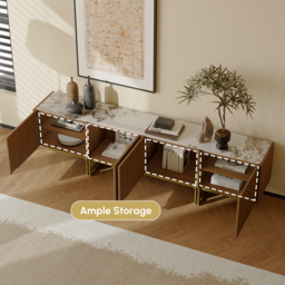 Grovyn 200 cm Sintered Stone Top Fluted TV Stand with Spacious Cabinets - thumbnail 9