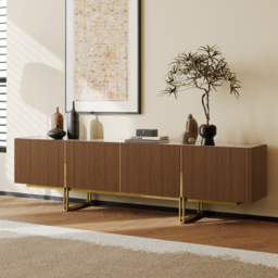 Grovyn 200 cm Sintered Stone Top Fluted TV Stand with Spacious Cabinets - thumbnail 2