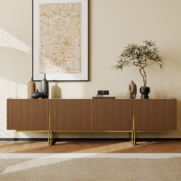 Grovyn 200 cm Sintered Stone Top Fluted TV Stand with Spacious Cabinets - thumbnail 3