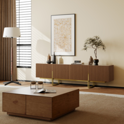 Grovyn 200 cm Sintered Stone Top Fluted TV Stand with Spacious Cabinets - thumbnail 6