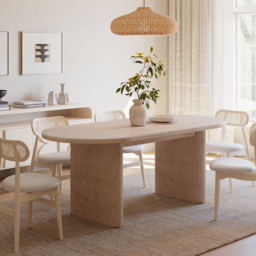 2007 mm - 2413 mm Oval Dining Table Extendable Butterfly Leaf Sintered Stone Top 6-10 Seater Matte Travertine - thumbnail 4