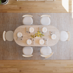 2007 mm - 2413 mm Oval Dining Table Extendable Butterfly Leaf Sintered Stone Top 6-10 Seater Matte Travertine - thumbnail 5