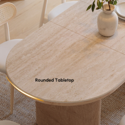 2007 mm - 2413 mm Oval Dining Table Extendable Butterfly Leaf Sintered Stone Top 6-10 Seater Matte Travertine - thumbnail 6