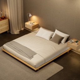 Japanese Style 180cm*200cm Low Bed Frame Natural Floor Bed - thumbnail 2