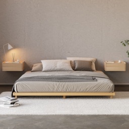 Japanese Style 180cm*200cm Low Bed Frame Natural Floor Bed - thumbnail 5