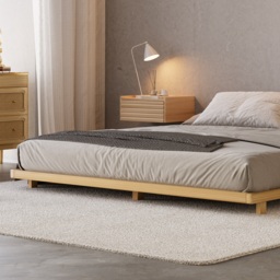 Japanese Style 180cm*200cm Low Bed Frame Natural Floor Bed - thumbnail 7