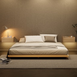 Japanese Style 180cm*200cm Low Bed Frame Natural Floor Bed - thumbnail 4