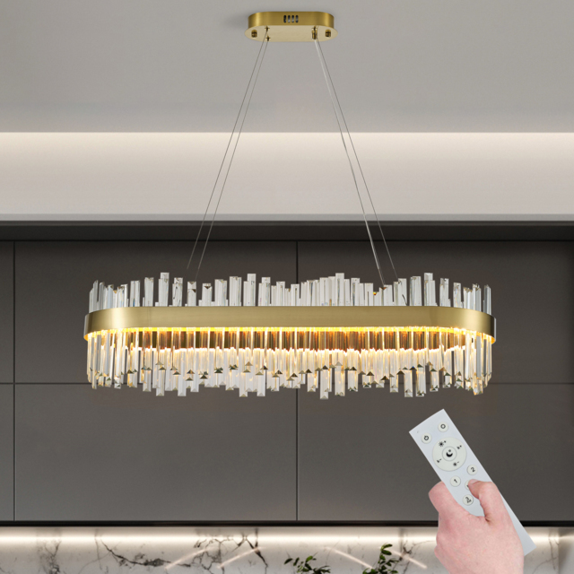 Crystina Modern LED Crystal Kitchen Island Light  with Remote Control - image 1