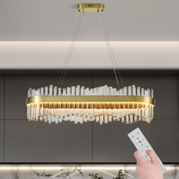 Crystina Modern LED Crystal Kitchen Island Light  with Remote Control - thumbnail 1