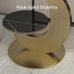 Round Faux Marble 2 Tier End Table Modern  Black & Gold Side Table - thumbnail 8