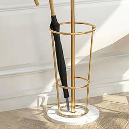 1700mm Hallway Metal Round Hooks Coat Stand with Umbrella Stand Base-Gold - thumbnail 5