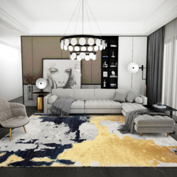 1800mm x 2700mm Modern Abstract Painting Multi-colored Rectangle Area Nylon Rug - thumbnail 2