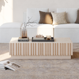 Aura TV Stand Set of Ash Wood Slatted TV Stand & Coffee Table with Sintered Stone Top - thumbnail 7