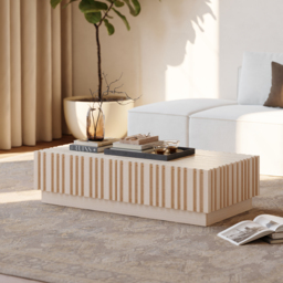 Aura TV Stand Set of Ash Wood Slatted TV Stand & Coffee Table with Sintered Stone Top - thumbnail 6