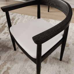 Acurv Curved Back Dining Chair Upholstered Performance Leather Black Wooden Armchair - thumbnail 4