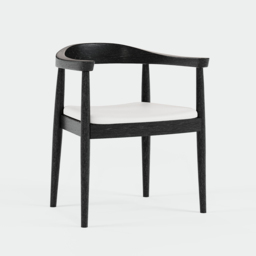 Acurv Curved Back Dining Chair Upholstered Performance Leather Black Wooden Armchair - thumbnail 9