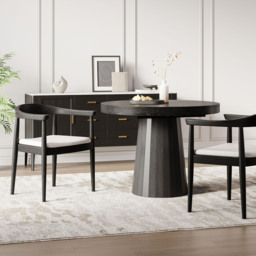 Acurv Curved Back Dining Chair Upholstered Performance Leather Black Wooden Armchair - thumbnail 2