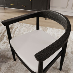 Acurv Curved Back Dining Chair Upholstered Performance Leather Black Wooden Armchair - thumbnail 5