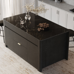 1830mm Kitchen Island Sintered Stone Top with Storage Black Modern - thumbnail 2
