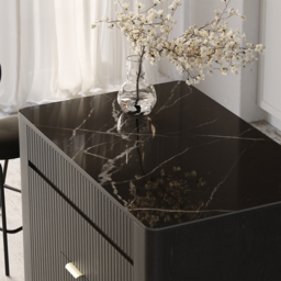 1830mm Kitchen Island Sintered Stone Top with Storage Black Modern - thumbnail 6