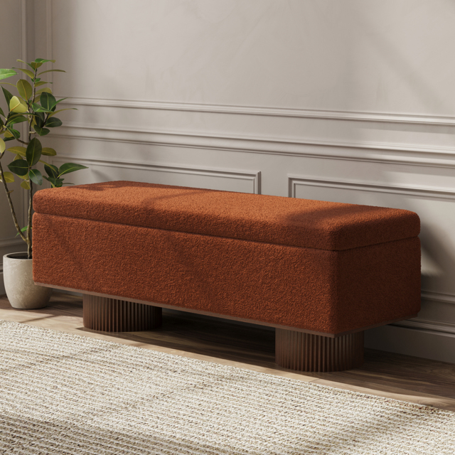 Teddy Fabric Fluffy Faux Fur Flip Top Wood Storage Entryway Bench - image 1