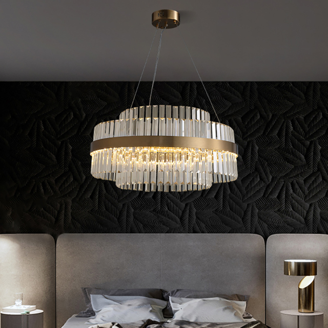 Fixedo Modern Tiered Crystal LED Chandelier in Brass Light - image 1
