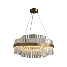 Fixedo Modern Tiered Crystal LED Chandelier in Brass Light - thumbnail 7